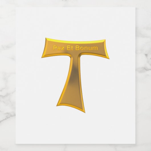 Franciscan Tau Cross Pax et Bonum Gold Metallic Wijn Etiket (Enkel label)