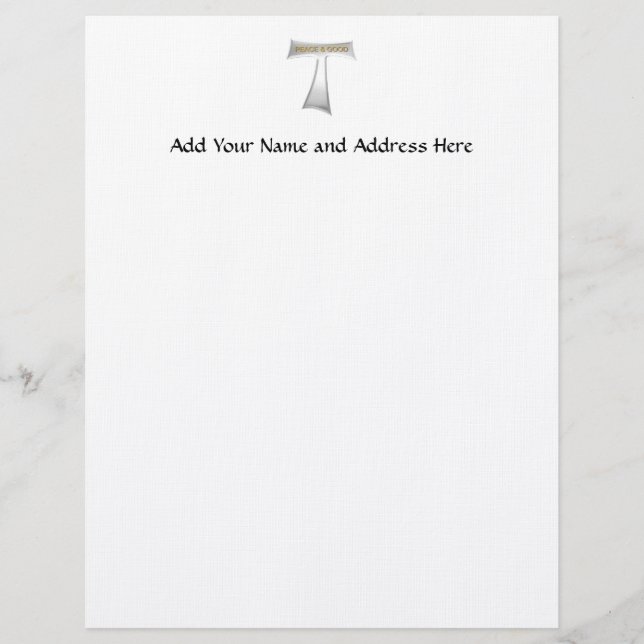 Franciscan Tau Cross Peace and Good Silver & Gold Briefhoofd (Voorkant)