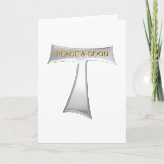 Franciscan Tau Cross Peace and Good Silver & Gold Feestdagen Kaart (Voorkant)