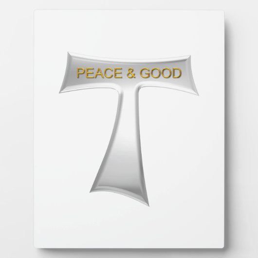 Franciscan Tau Cross Peace and Good Silver & Gold Fotoplaat (Voorkant)