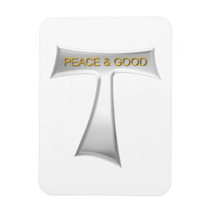 Franciscan Tau Cross Peace and Good Silver & Gold Magneet