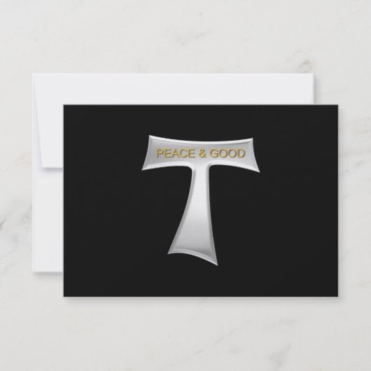 Franciscan Tau Cross Peace and Good Silver & Gold RSVP Kaartje (Voorkant)