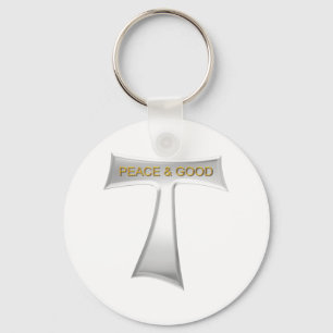 Franciscan Tau Cross Peace and Good Silver & Gold Sleutelhanger