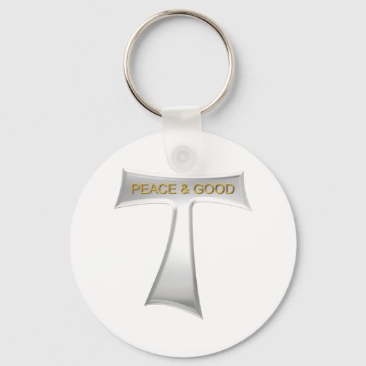 Franciscan Tau Cross Peace and Good Silver & Gold Sleutelhanger (Voorkant)