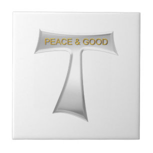 Franciscan Tau Cross Peace and Good Silver & Gold Tegeltje