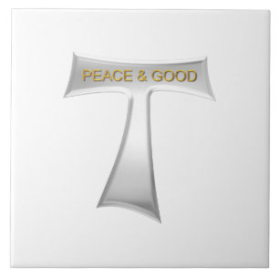 Franciscan Tau Cross Peace and Good Silver & Gold Tegeltje