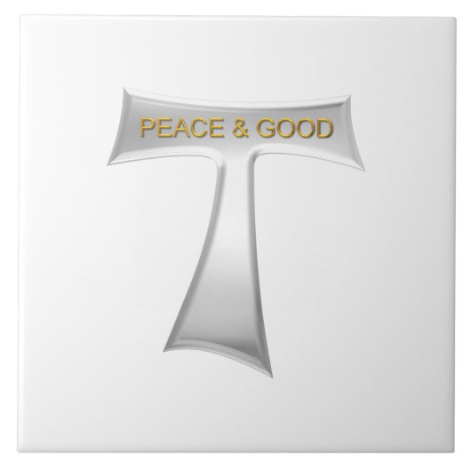 Franciscan Tau Cross Peace and Good Silver & Gold Tegeltje (Voorkant)