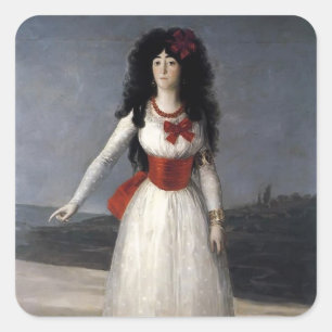 Francisco Goya - Hertogin van Alba, De Witte Herto Vierkante Sticker
