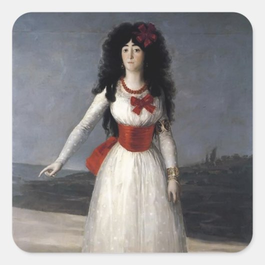 Francisco Goya - Hertogin van Alba, De Witte Herto Vierkante Sticker (Voorkant)