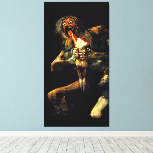 FRANCISCO GOYA - Saturnus verslindt een van zijn z Canvas Afdruk (Insitu (Houten vloer))