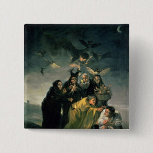 Francisco Jose de Goya y Lucientes   De heksen  Vierkante Button 5,1 Cm