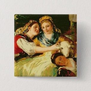 Francisco Jose de Goya y Lucientes De Washerwom Vierkante Button 5,1 Cm