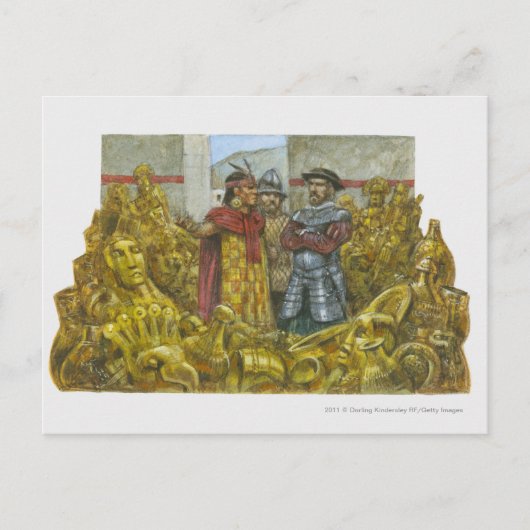 Francisco Pizarro naast Inca Emperor Atahualpa Briefkaart (Voorkant)