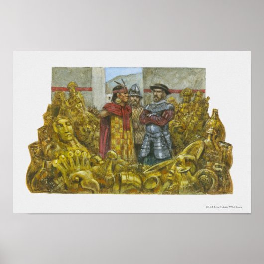 Francisco Pizarro naast Inca Emperor Atahualpa Poster (Voorkant)