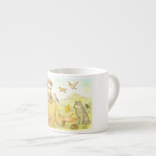 Franciscus - de preek voor vogels en dieren espresso kop (Voorkant rechts)