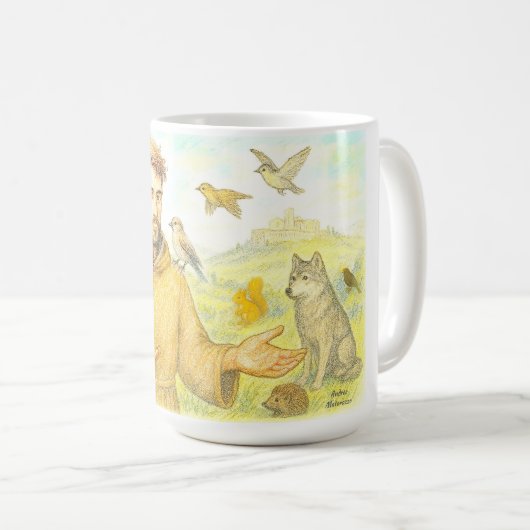 Franciscus - de preek voor vogels en dieren koffiemok (Voorkant rechts)