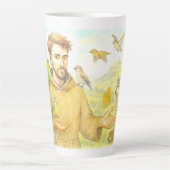Franciscus - de preek voor vogels en dieren latte mok (Voorkant)