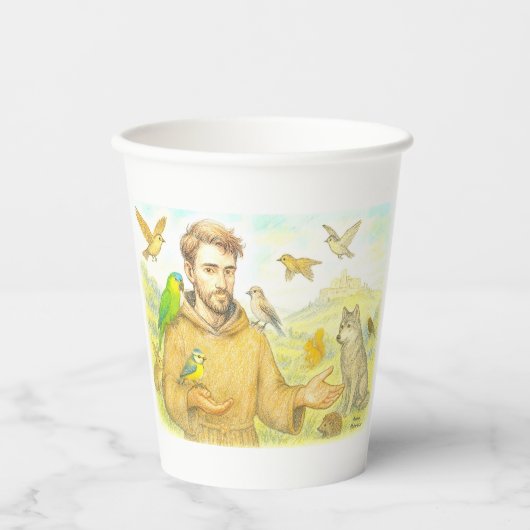 Franciscus - de preek voor vogels en dieren papieren bekers (Voorkant)