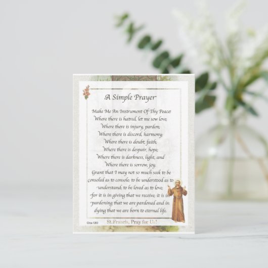Franciscus: eenvoudig gebed voor vrede briefkaart (Staand voorkant)