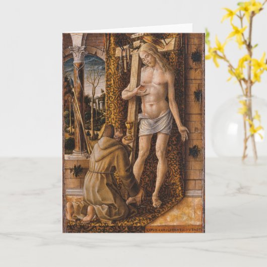 Franciscus van Assisi bidt Christus Kaart (Gele Bloem)