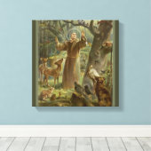 Franciscus van Assisi, liefhebber van dieren Canvas Afdruk (Insitu (Houten vloer))