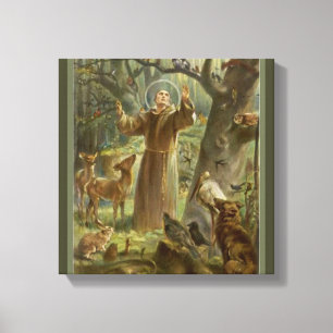 Franciscus van Assisi, liefhebber van dieren Canvas Afdruk
