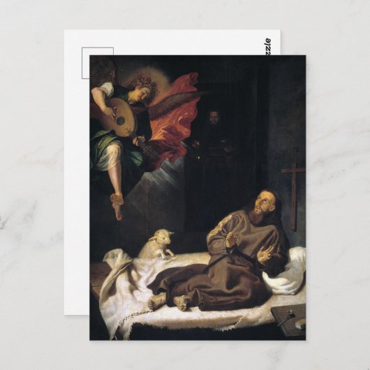 Franciscus van Assisi met engelmuziek Briefkaart (Voorkant / Achterkant)