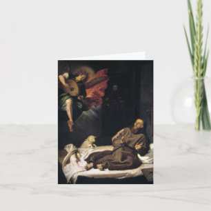 Franciscus van Assisi met engelmuziek Notitiekaartje