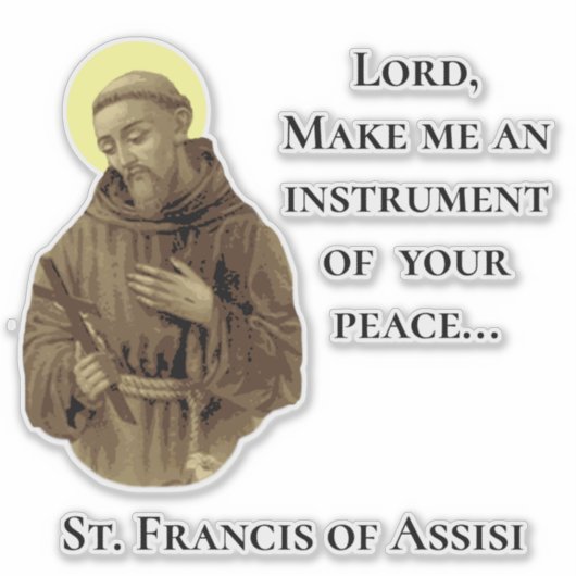 Franciscus van Assisi Vredesgebed Sticker (Voorkant)