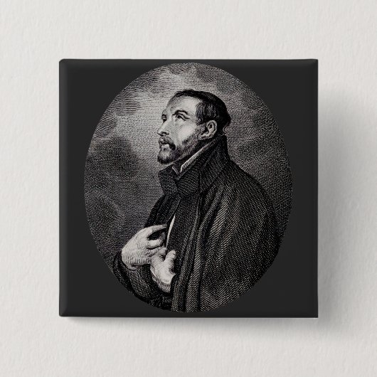 Franciscus Xaverius Vierkante Button 5,1 Cm (Voorkant)