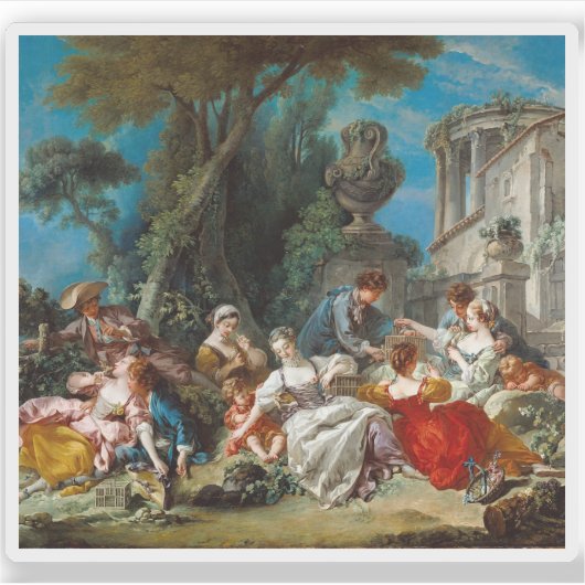 François Boucher - De vogelvangers Sticker (Voorkant)