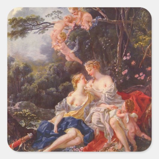 Francois Boucher - Jupiter en Callisto Vierkante Sticker (Voorkant)