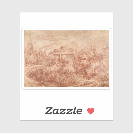 François Boucher - Landschap met figuren Sticker (Vel)