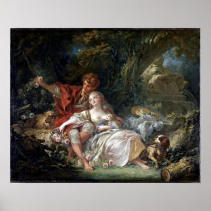 François Boucher Shepherd en Shepherdess Poster