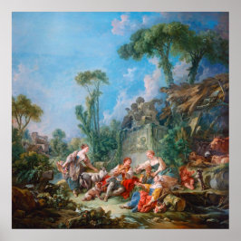 francois boucher shepherd ' s idyll rococo scenery poster
