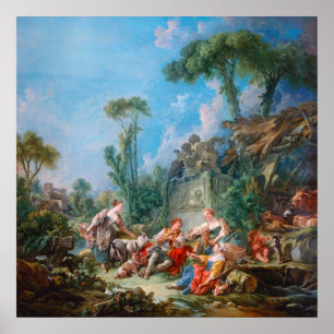 francois boucher shepherd ' s idyll rococo scenery poster