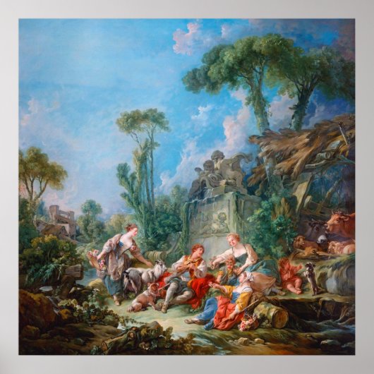 francois boucher shepherd ' s idyll rococo scenery poster (Voorkant)