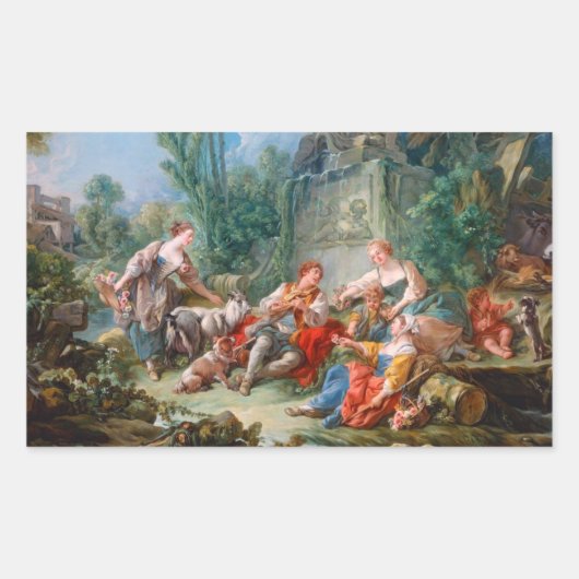 francois boucher shepherd ' s idyll rococo scenery rechthoekige sticker (Voorkant)