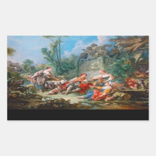 francois boucher shepherd ' s idyll rococo scenery rechthoekige sticker