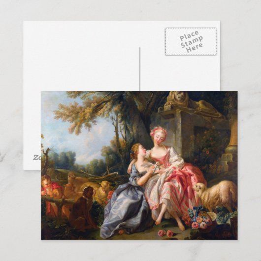 Francois Boucher The Billet Dou rococo damart Briefkaart (Voorkant / Achterkant)