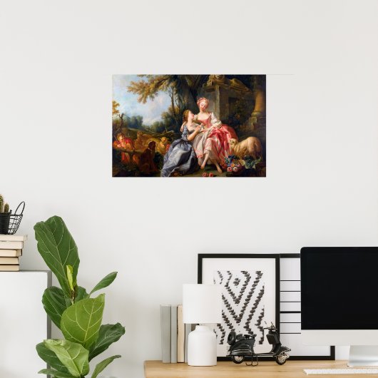 Francois Boucher The Billet Dou rococo damart Poster (Thuiskantoor)