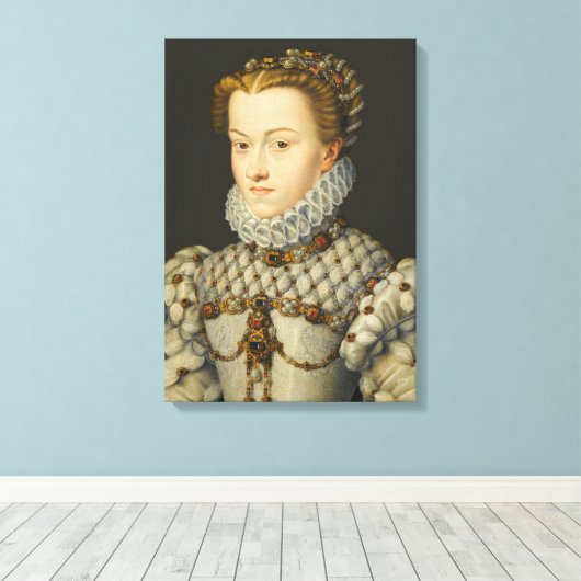 Francois Clouet - Elisabeth van Oostenrijk Canvas Afdruk (Insitu (Houten vloer))