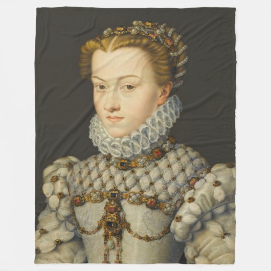Francois Clouet - Elisabeth van Oostenrijk Fleece Deken (Voorkant)