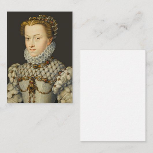 Francois Clouet - Elisabeth van Oostenrijk Notitiekaartje (Voorkant / Achterkant)