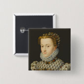 Francois Clouet - Elisabeth van Oostenrijk Vierkante Button 5,1 Cm (Voorkant /achterkant)