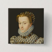 Francois Clouet - Elisabeth van Oostenrijk Vierkante Button 5,1 Cm (Voorkant)