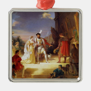 Francois I met Leonardo da Vinci Metalen Ornament