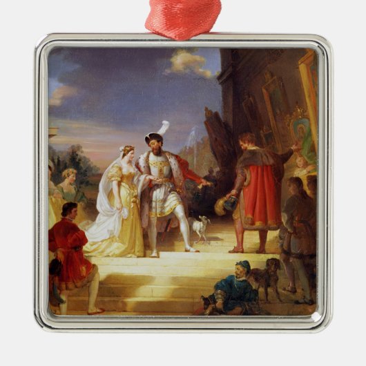 Francois I met Leonardo da Vinci Metalen Ornament (Voorkant)