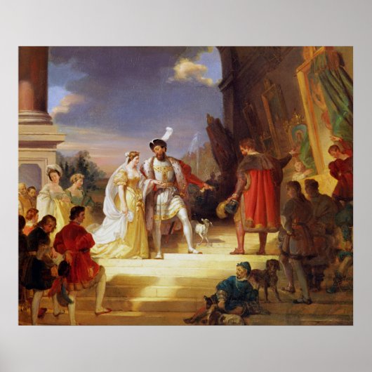 Francois I met Leonardo da Vinci Poster (Voorkant)