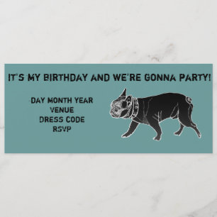 Francois the French Bulldog Birthday Invite Kaart